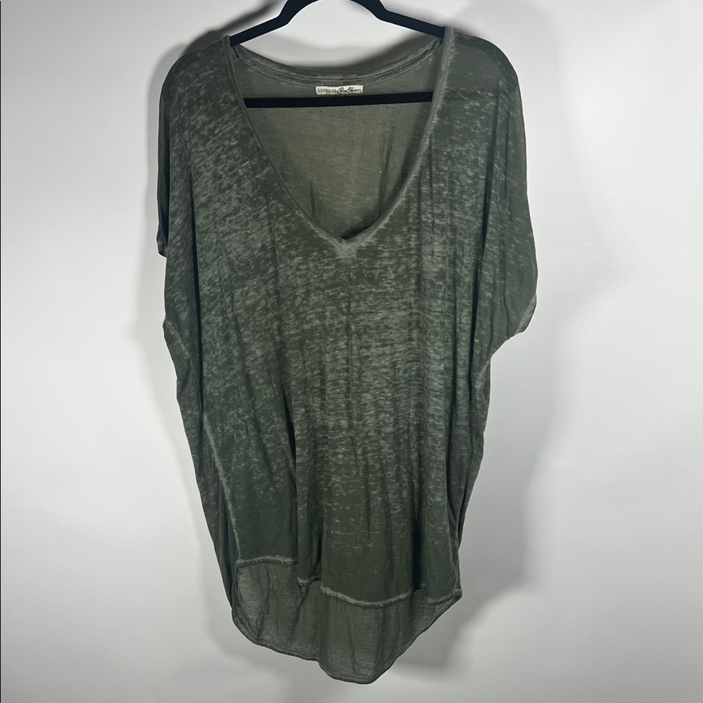 Express Olive Green sheer  V-Neck Tunic